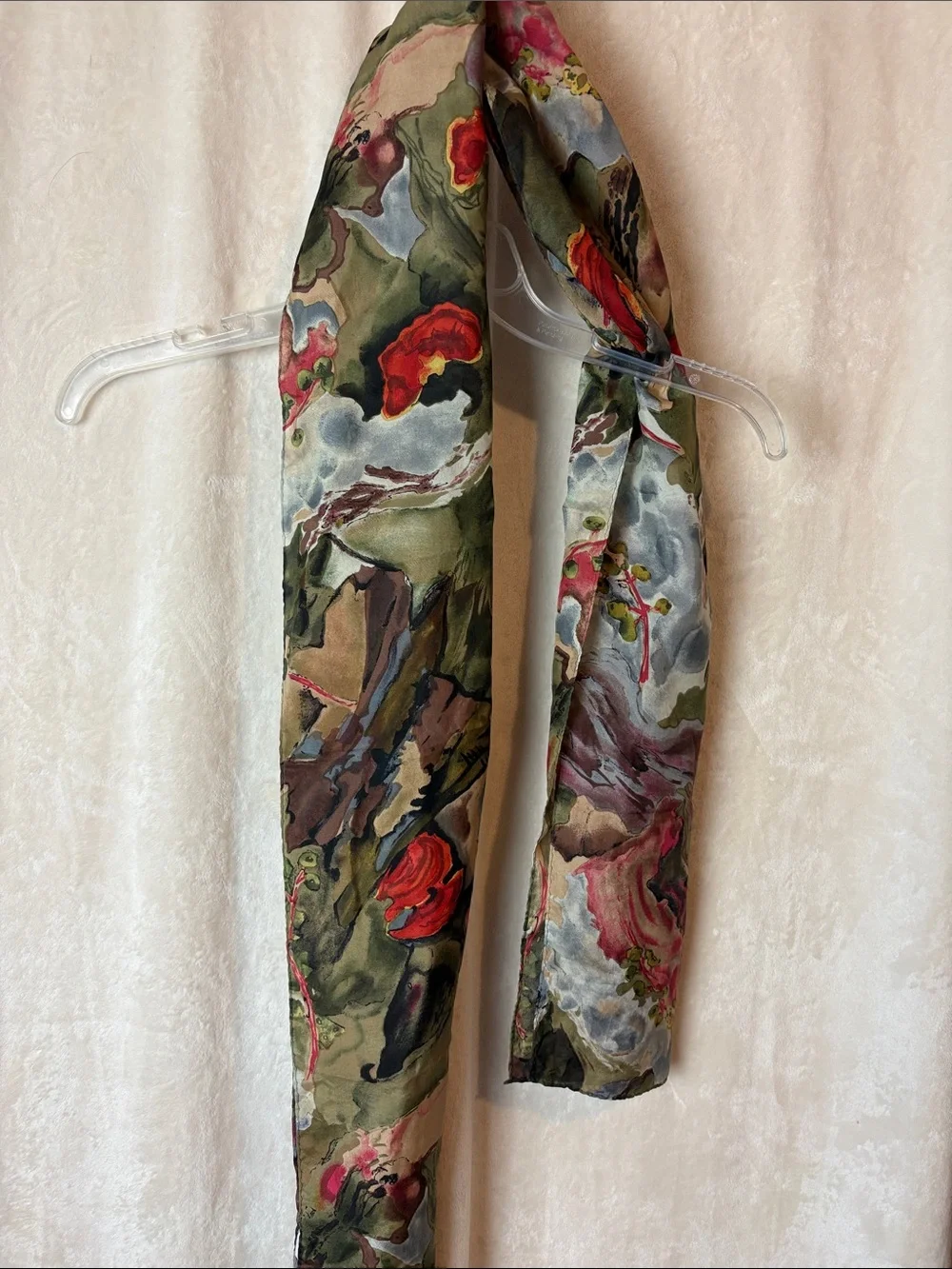 Floral Watercolor Silk Scarf made in Korea